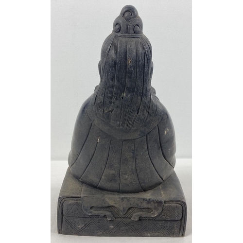 1306 - A large Chinese hollow bronze figure of seated Buddha. Approx. 29cm tall.