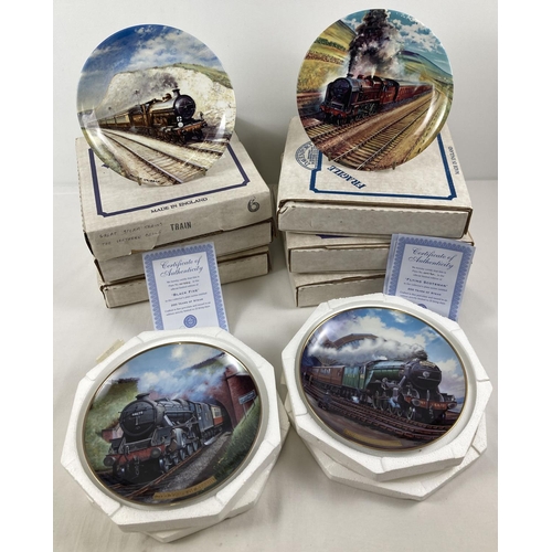 1296 - 8 boxed Davenport Pottery Limited Edition ceramic collectors plates featuring trains. All with CoA's... 