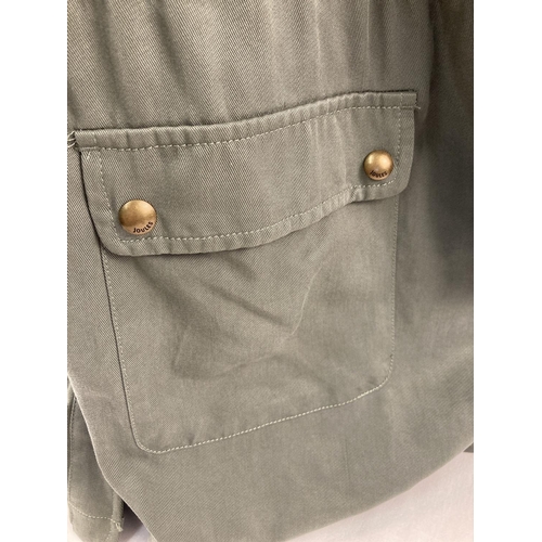 68 - A ladies khaki green lightweight jacket with drawstring waist by Joules. Press stud fastening, two f... 