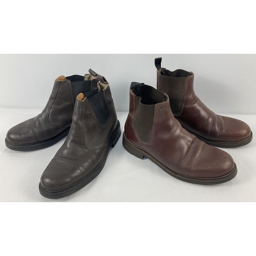 74 - 2 pairs of men's dark brown leather Chelsea boots. One pair by Cabotswood the other by Roamers. Both... 