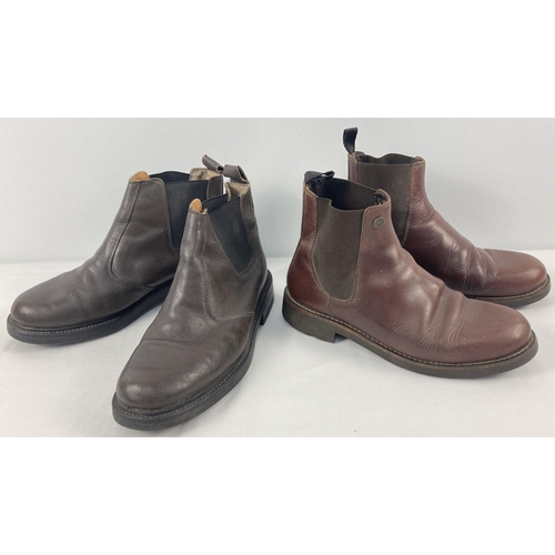 74 - 2 pairs of men's dark brown leather Chelsea boots. One pair by Cabotswood the other by Roamers. Both... 