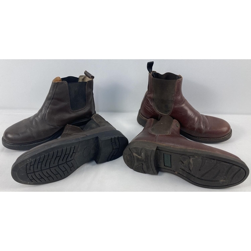 74 - 2 pairs of men's dark brown leather Chelsea boots. One pair by Cabotswood the other by Roamers. Both... 