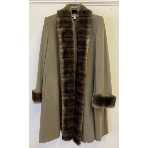 75 - A Mansfield ladies cashmere swing coat with fur trimmed collar and cuffs. Size 12, complete with ori... 