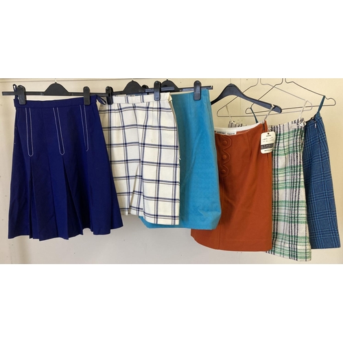 242 - 5 vintage A line and mini skirts in varying materials and patterns, some with original tags. To incl... 