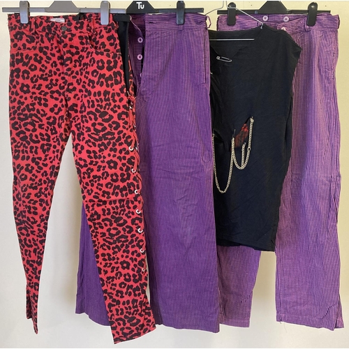 257 - 4 items of vintage alternative clothing. Comprising: 2 pairs of pink and blue cheque trousers by Den... 