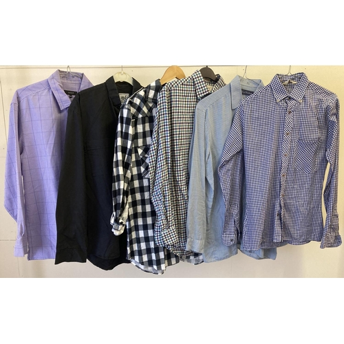 76 - 6 men's chequered design and plain long sleeved shirts, to include Ben Sherman & Next.