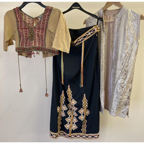 270 - 3 vintage ethnic and traditional items of clothing. To include an Asian design cropped length top by... 