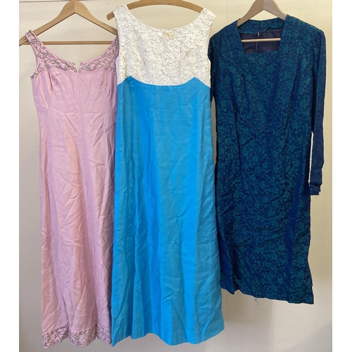 276 - 3 vintage 1960's evening dresses, one long sleeved and 2 sleeveless dresses by California.