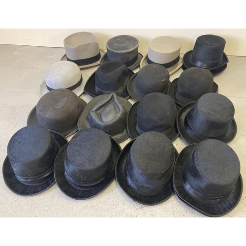 41 - A collection of assorted vintage and modern top hats and bowler hats.