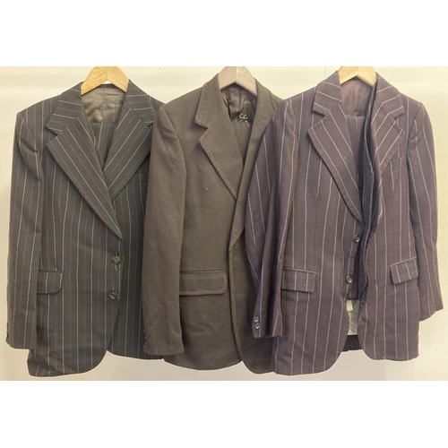 310 - 3 vintage 1970's mens suits. 2 brown coloured suits - a 2 piece & a 3 piece, together with a burgund... 