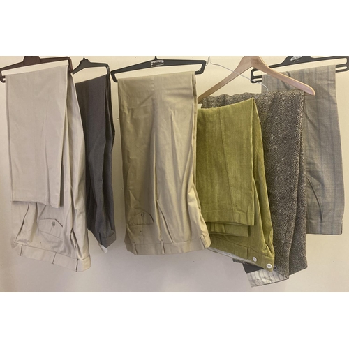 311 - 6 pairs of vintage men's trousers in neutral tones to include cords and tweed.