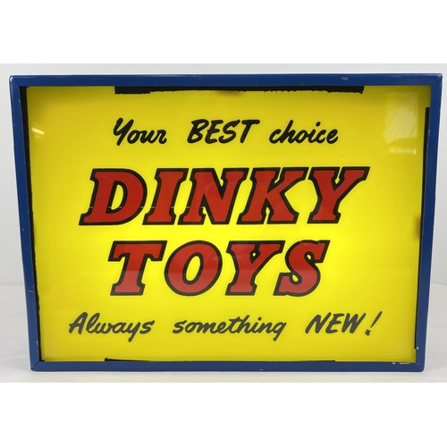 283 - A vintage glass fronted Dinky Toys illuminated shop display sign. Sign reads " Your Best Choice Dink...