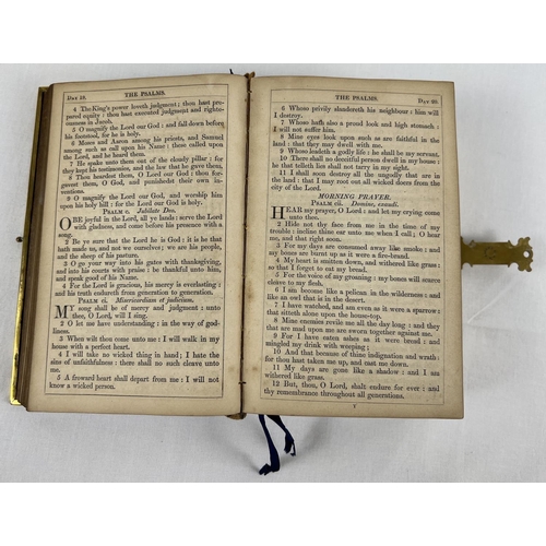 1266 - A vintage leather bound book of Common Prayer with decorative brass corners and catch. Printed by Ge... 