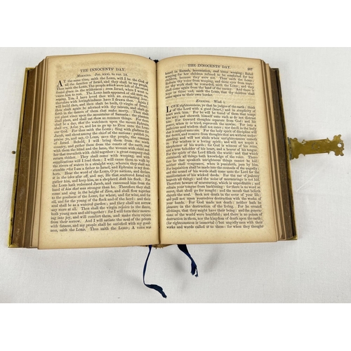 1266 - A vintage leather bound book of Common Prayer with decorative brass corners and catch. Printed by Ge... 