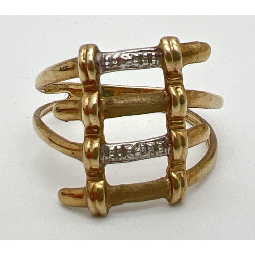 1064 - An unusual 9ct gold QVC dress ring in multiband style. Fully hallmarked inside band, ring size N. To... 