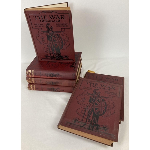 8 - Volumes 1 - 6 of The War Illustrated; A pictorial record of the conflict of the nations. Maroon clot... 