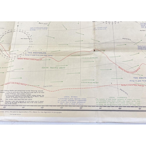 31 - A WWII linen backed Admiralty chart No. 5216 South Pacific Ocean. Printed information to back giving... 