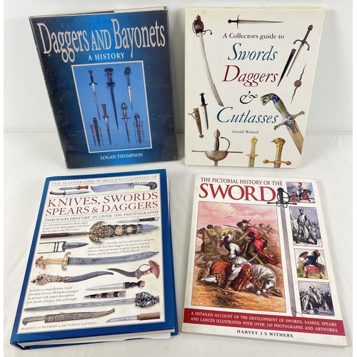 36 - 4 assorted large books relating to swords, daggers, bayonets & knives - 2 hardback. To include The I... 