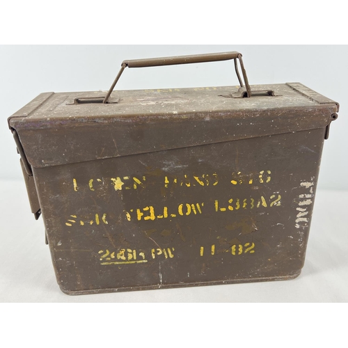 53 - A small vintage metal ammo box L88 with A2 markings. Approx. 19 x 27.5 x 10cm.