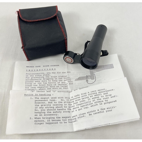 63 - A Nikko Stirling Magnet type scope setting tool, complete with instructions and pouch/case.