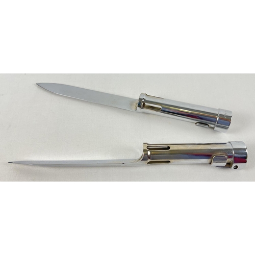 93 - 2 Modern stainless steel rifle bayonet's suitable for re-enactment. Total length 29cm each.