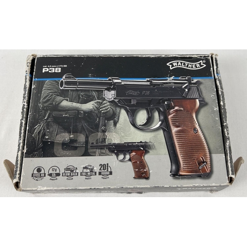 99 - A boxed Walther P38 4.5mm calibre .177 BB pistol. CO2 powers with blow back system, full metal case ... 