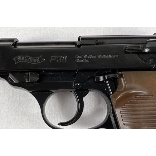 99 - A boxed Walther P38 4.5mm calibre .177 BB pistol. CO2 powers with blow back system, full metal case ... 