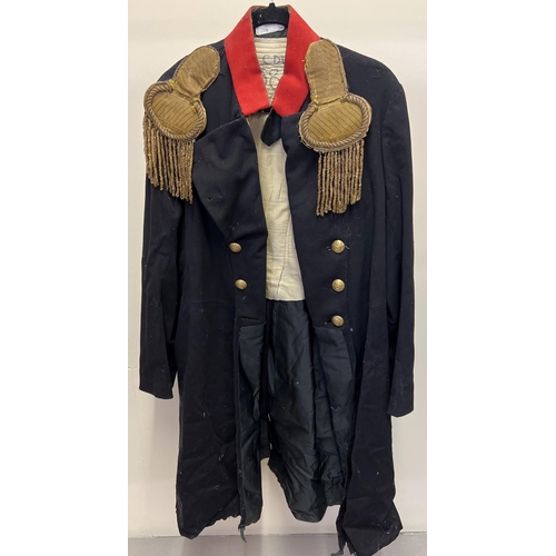108 - A vintage military dress coat with brass The Queen's Royal West Surrey Regiment buttons and bullion ... 