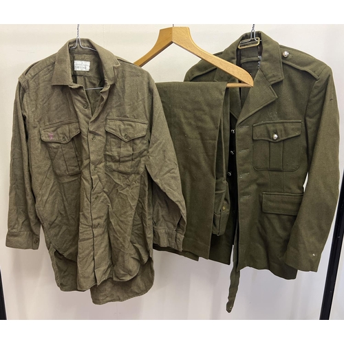 126 - 3 vintage items of military army clothing. A No.2 Dress jacket with belt, No.2 pattern trousers with... 