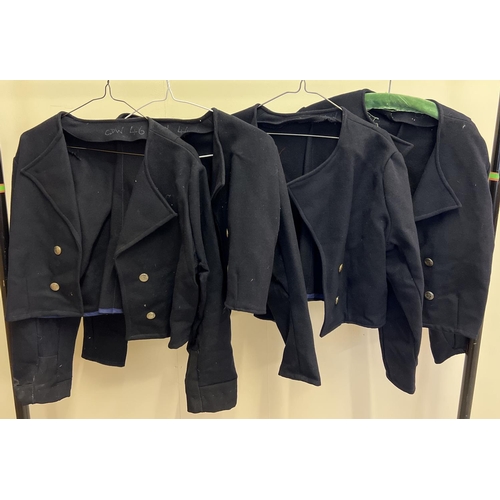 134 - 4 handmade re-enactment Naval style short jackets with chrome finish buttons.