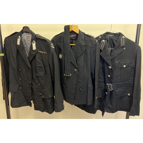 143 - 3 vintage St. Johns Ambulance coats, one woman's (with belt), complete with buttons, ribbon bar and ... 