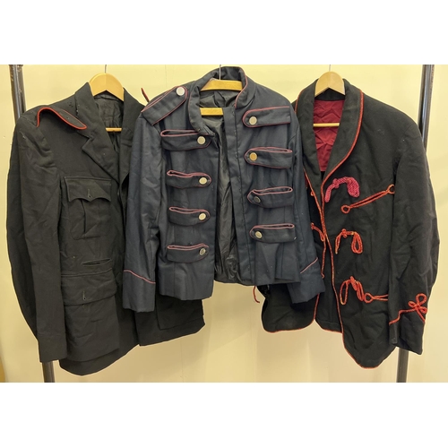 156 - 3 vintage military style jackets with red trim, in varying conditions.