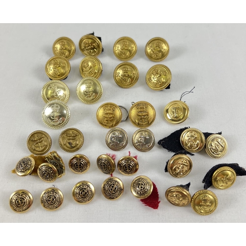 241 - A collection of 34 assorted vintage and more modern Naval buttons, in varying sizes. To include exam... 