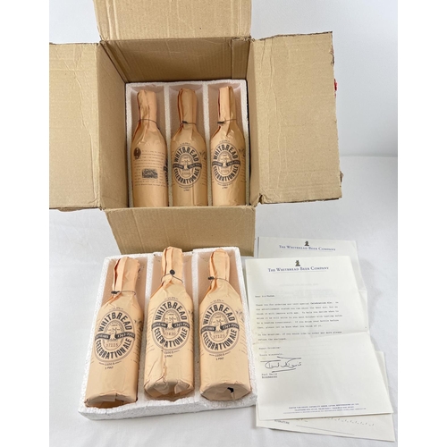 1256 - A box of 6 bottles of 1992 Whitbread Celebration Ale with wax seals. All bottles come wrapped in Whi... 