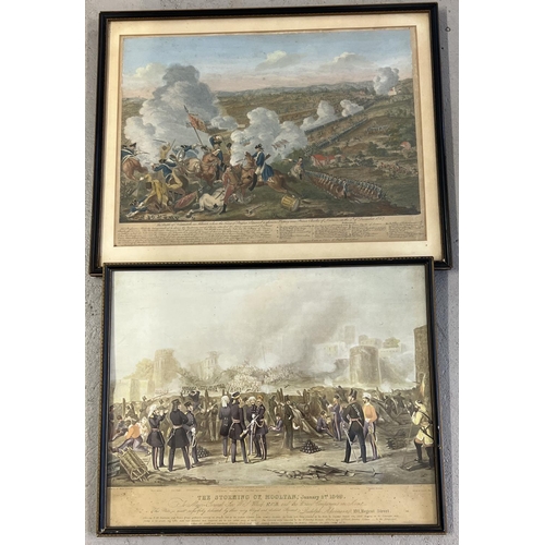 1279 - An antique Carington Bowles coloured etching of an 18th Century battle scene - 'The Battle of Newark... 