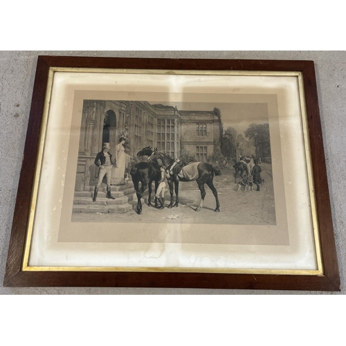 1280 - A large framed and glazed 19th century monochrome print 