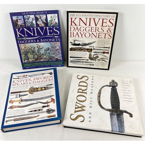 37 - 4 assorted large books relating to swords, daggers, bayonets & knives - 2 hardback. To include The I... 
