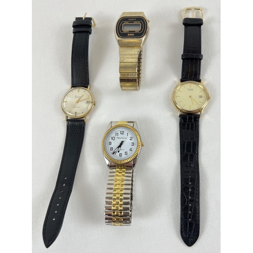 1104 - 4 men's wristwatches. To include Citizen, Accurist and Philip Mercier. Both Accurist and Philip Merc... 