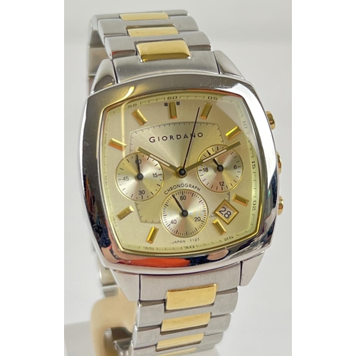 1109 - A men's modern design chronograph style wristwatch with two tone stainless steel strap by Giordano. ... 