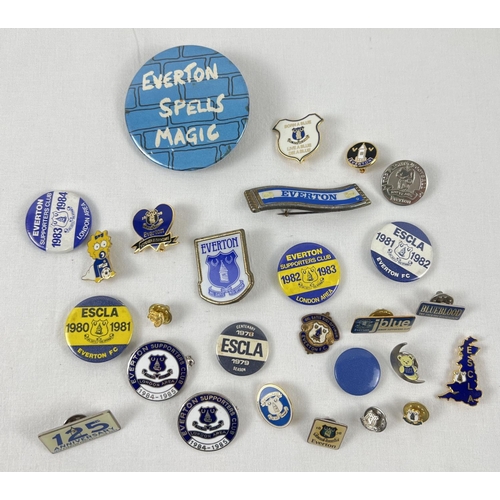 1232 - A collection of 27 Everton FC badges of various sizes. To include 125 year anniversary and Everton s... 