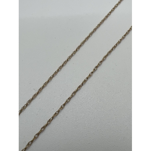 1048 - A fine 18 inch 9ct gold rope chain with spring clasp. Clasp stamped 375. Total weight approx. 0.6g.