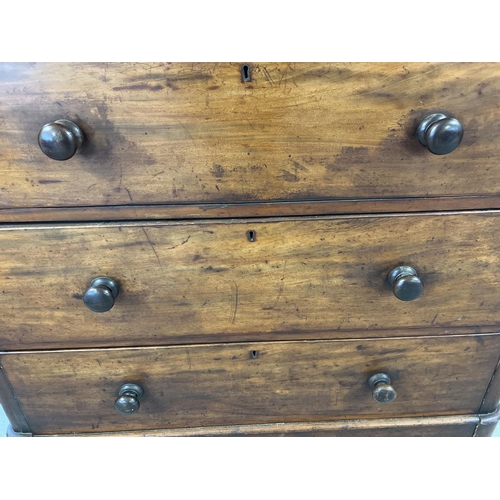 1294 - A Victorian mahogany 2 over 3 chest of drawers with original knob handles and brass escutcheons. App... 