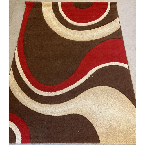 1298 - A modern chocolate & red Milano rug from the Elegance Collection. 160cm x 220cm.