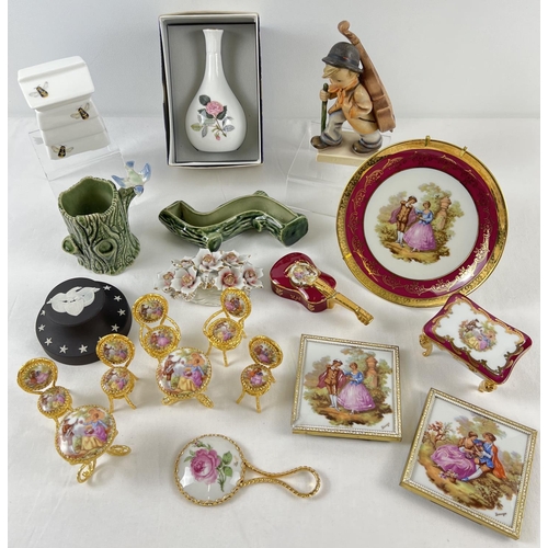 1180 - A box of assorted vintage ceramics to include Limoges, Wade, Wedgwood and Goebel Hummel. Lot include... 