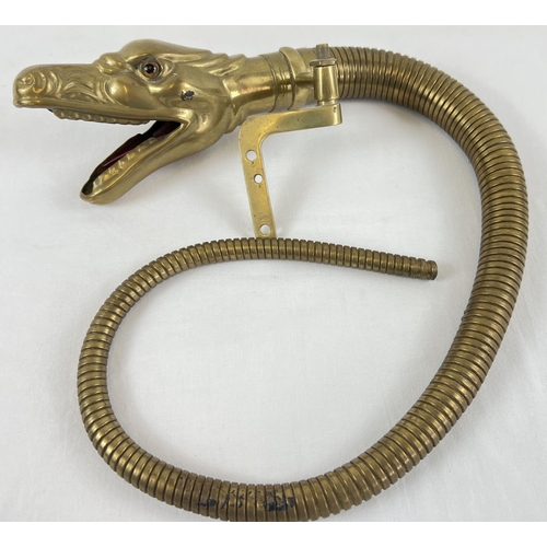 1206 - An early 20th Century brass car horn in the form of a Boa Constrictor's snake head. With graduating ... 