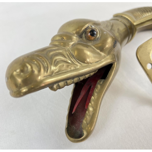 1206 - An early 20th Century brass car horn in the form of a Boa Constrictor's snake head. With graduating ... 