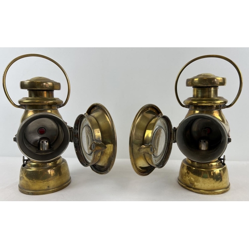 1209 - A pair of Edwardian era Joseph Lucas Ltd King of the Road No. 754 oil powered motor car side lamps. ... 