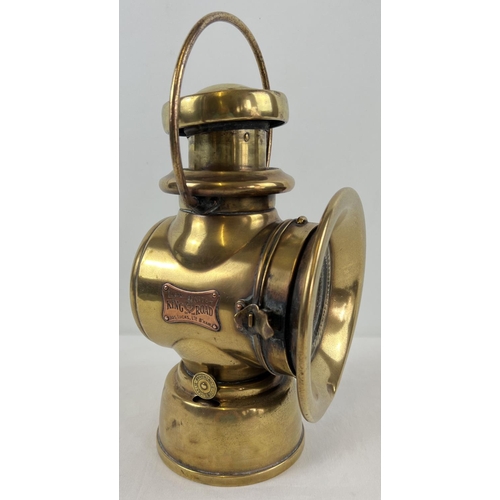 1211 - An Edwardian era Joseph Lucas Ltd King of the Road No. 754 oil powered motor car side lamp. Polished... 