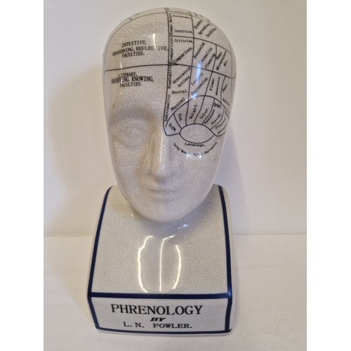 1184 - A ceramic L.N. Fowler phrenology head. Approx. 29cm tall.