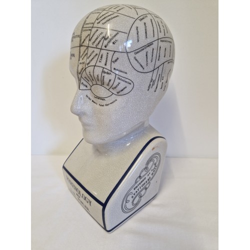 1184 - A ceramic L.N. Fowler phrenology head. Approx. 29cm tall.